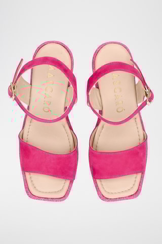 Sandales compensées en nubuck - Fuchsia