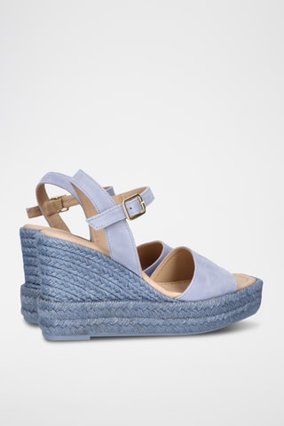 Sandales compensées en nubuck - Bleu clair