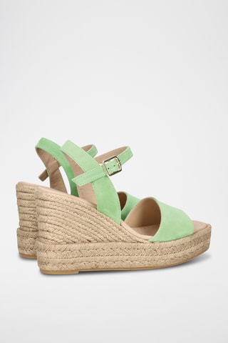 Sandales compensées en nubuck - Vert