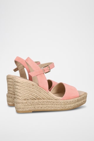 Sandales compensées en nubuck - Rose