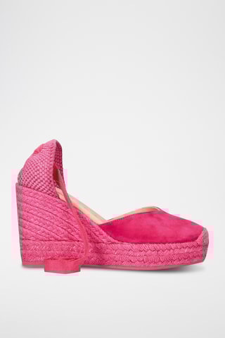 Espadrilles compensées en nubuck - Fuchsia