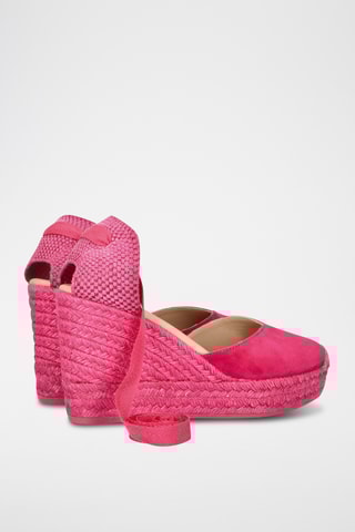 Espadrilles compensées en nubuck - Fuchsia