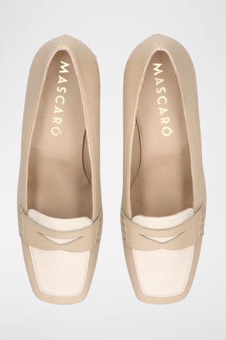 Mocassins à talons en cuir - Beige