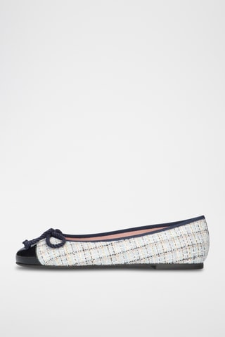 Ballerines en tweed et vernies - Blanc