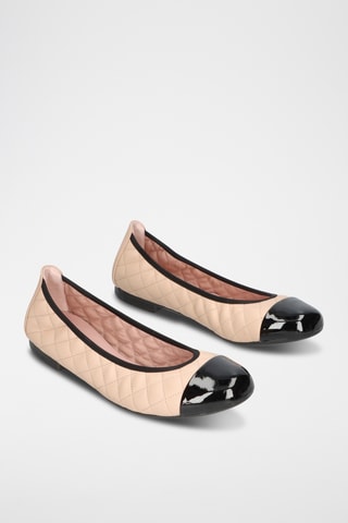 Ballerines en cuir verni - Beige