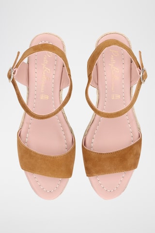 Sandales compensées en nubuck - Marron