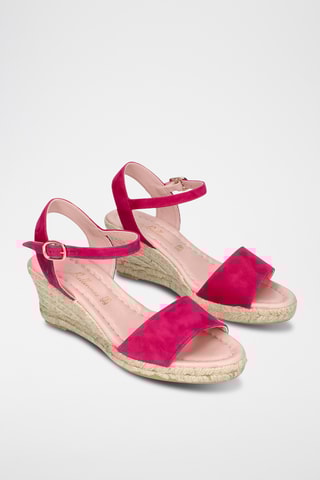 Sandales compensées en nubuck - Fuchsia