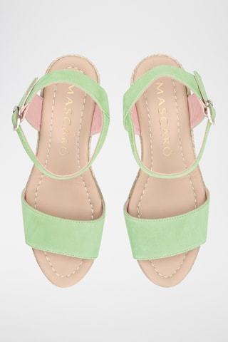 Sandales compensées en cuir - Vert