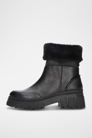 Bottines fourrées en cuir - Noir