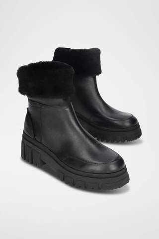 Bottines fourrées en cuir - Noir