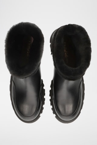 Bottines fourrées en cuir - Noir