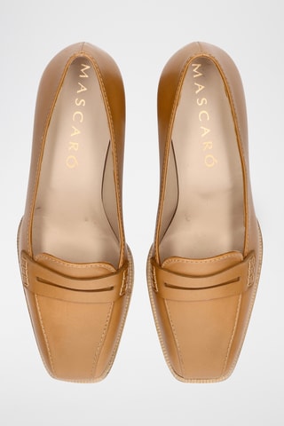 Mocassins à talons en cuir - Camel