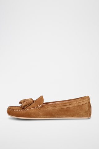 Chaussures bateau en nubuck - Marron