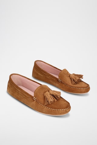 Chaussures bateau en nubuck - Marron