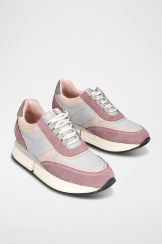 Baskets compensées en cuir - Rose