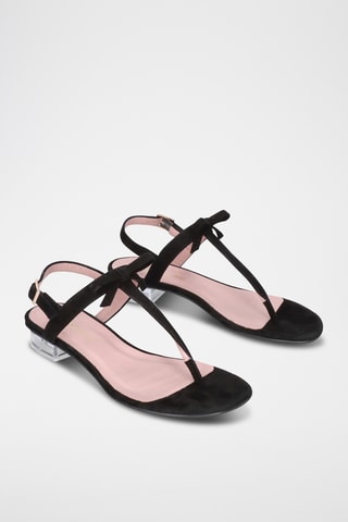 Sandales à talons en nubuck - Noir