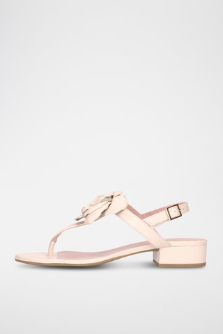 Sandales à talons en cuir - Beige