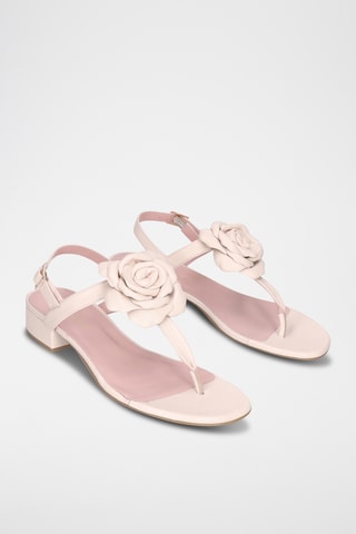 Sandales à talons en cuir - Beige