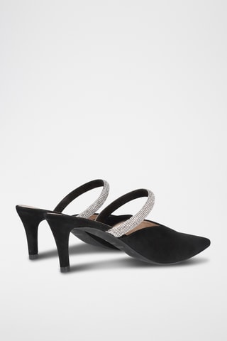 Mules à talons en cuir - Noir
