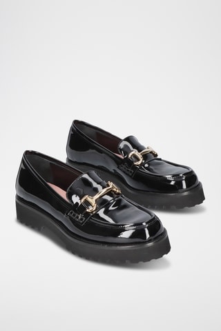 Mocassins plateformes en cuir verni - Noir