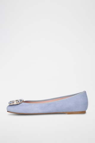 Ballerines en nubuck - Bleu clair