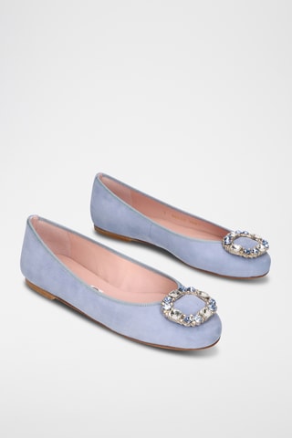 Ballerines en nubuck - Bleu clair