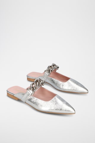Mules en cuir - Argenté