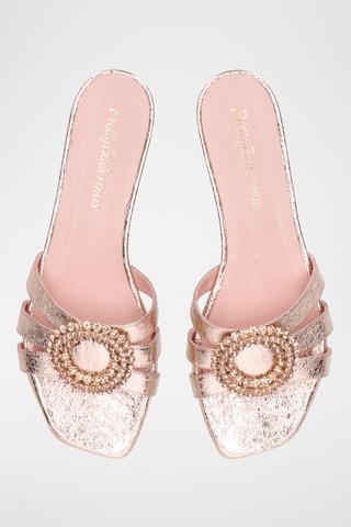 Mules en cuir - Doré rose