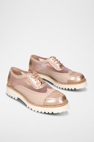 Derbys plateformes en cuir - Doré rose