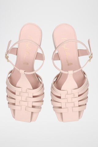 Sandales à talons en cuir - Beige