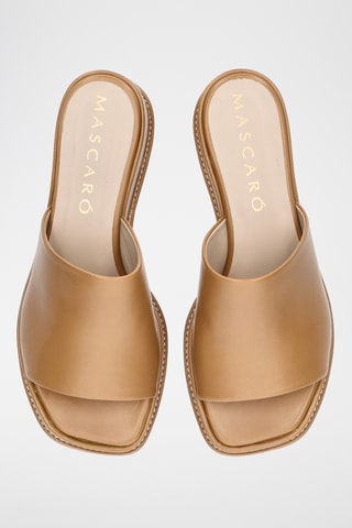 Mules plateformes en cuir - Marron clair