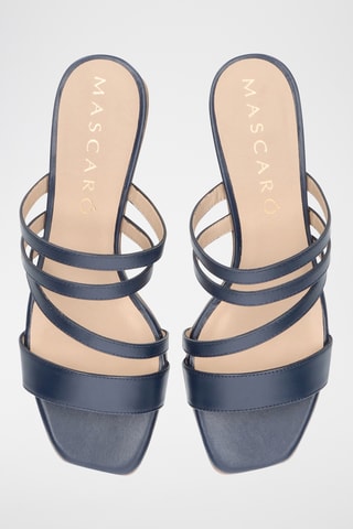 Mules à talons en cuir - Bleu marine