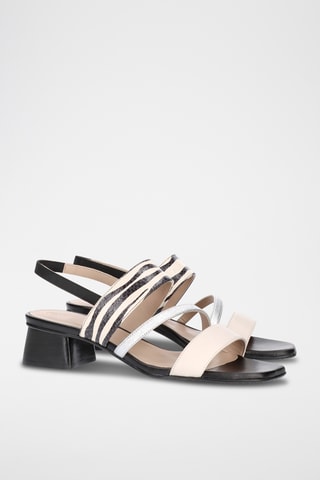 Sandales à talons en cuir - Noir