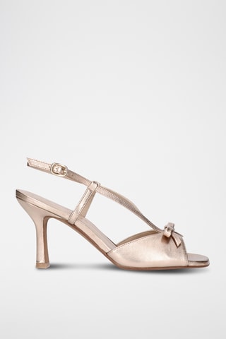 Sandales à talons en cuir - Doré