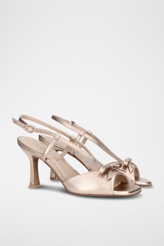 Sandales à talons en cuir - Doré