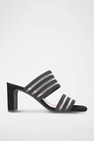 Mules à talons en cuir - Noir
