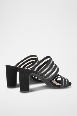 Mules à talons en cuir - Noir