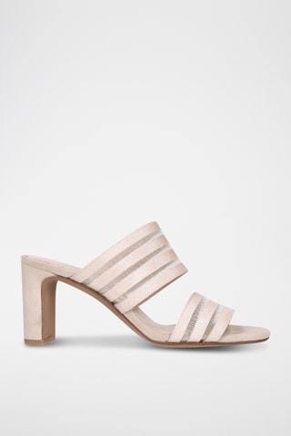 Mules à talons en cuir - Beige