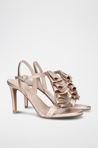 Sandales à talons en cuir - Doré