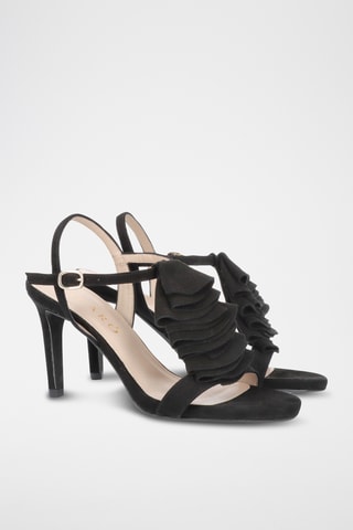 Sandales à talons en cuir - Noir