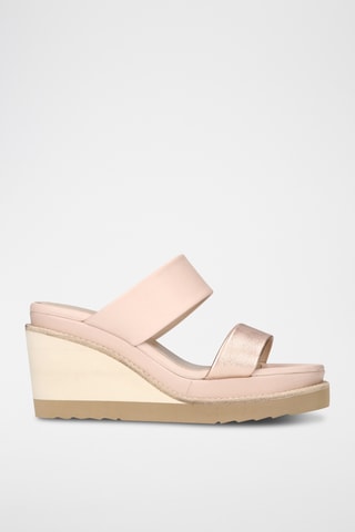 Mules compensées en cuir - Rose