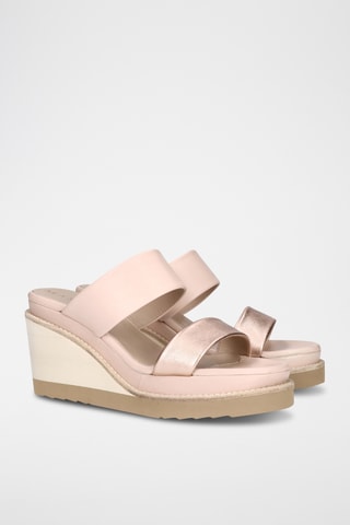 Mules compensées en cuir - Rose