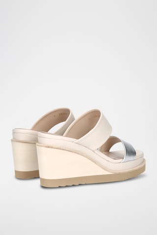Sandales compensées en cuir - Beige
