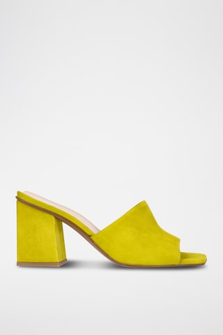 Mules à talons en cuir - Vert citron