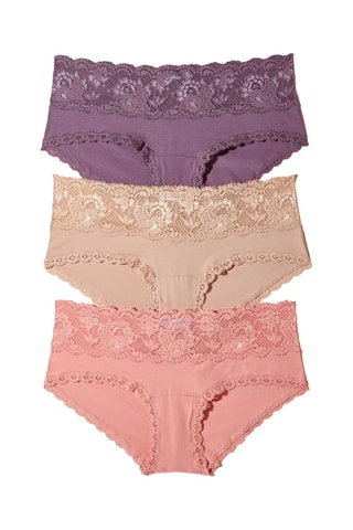 3 shorties de cintura alta Maternity - Violeta e bege