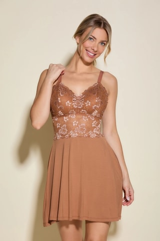 Babydoll e string Savona - Castanho