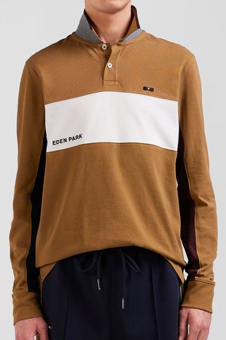 Polo Hexagone - Camel et blanc