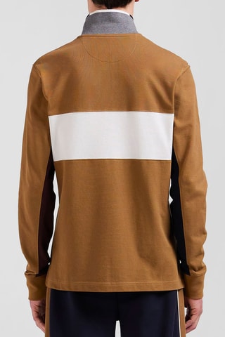 Polo Hexagone - Camel et blanc