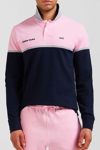 Polo Euskarian - Bleu marine et rose poudré