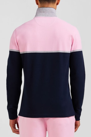 Polo Euskarian - Bleu marine et rose poudré